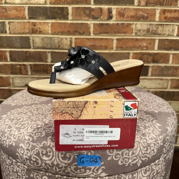 Easy Street Womens Allegro Slip on Slide Sandal Round Open Toe Black Size 9M - Picture 8 of 8